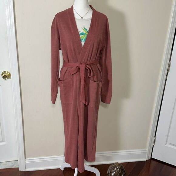 Free People S Babe I'm Yours Cardigan Style Long Sleeve Robe Dried Currant Wine - Picture 5 of 16